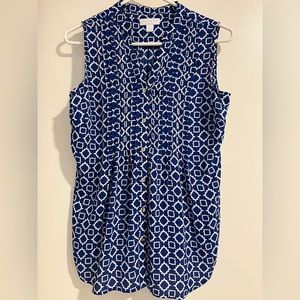 Charter Club blue and white sleeveless top